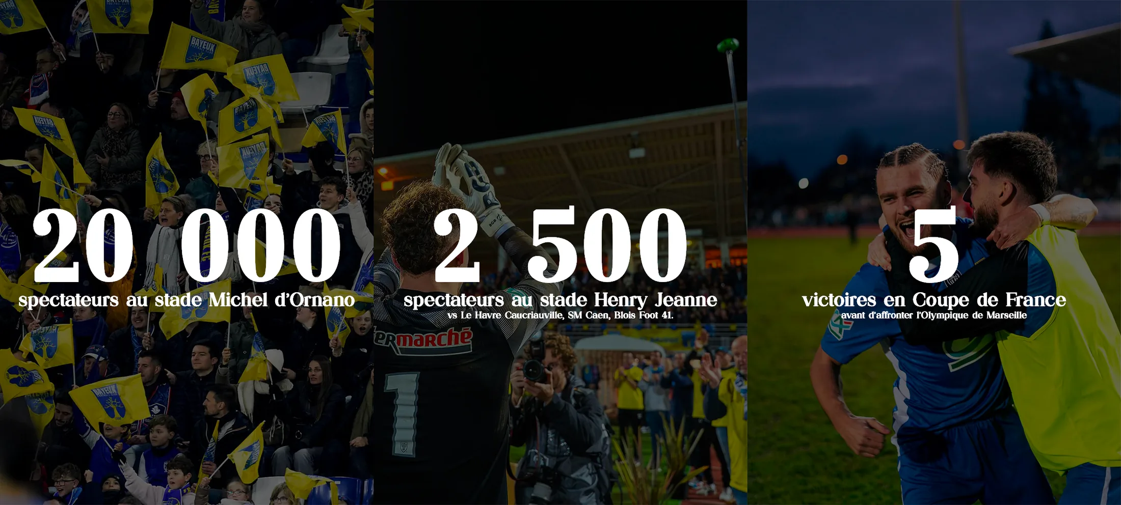 20 000 spectateurs au stade Michel d'Ornano, 2 500 spectateurs au stade Henry Jeanne, 5 victoires en Coupe de France avant d'affronter l'Olympique de Marseille